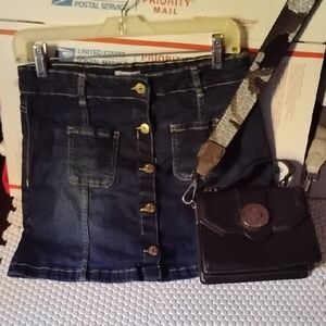 Steve Madden Dark Blue Mini Skirt With Bag